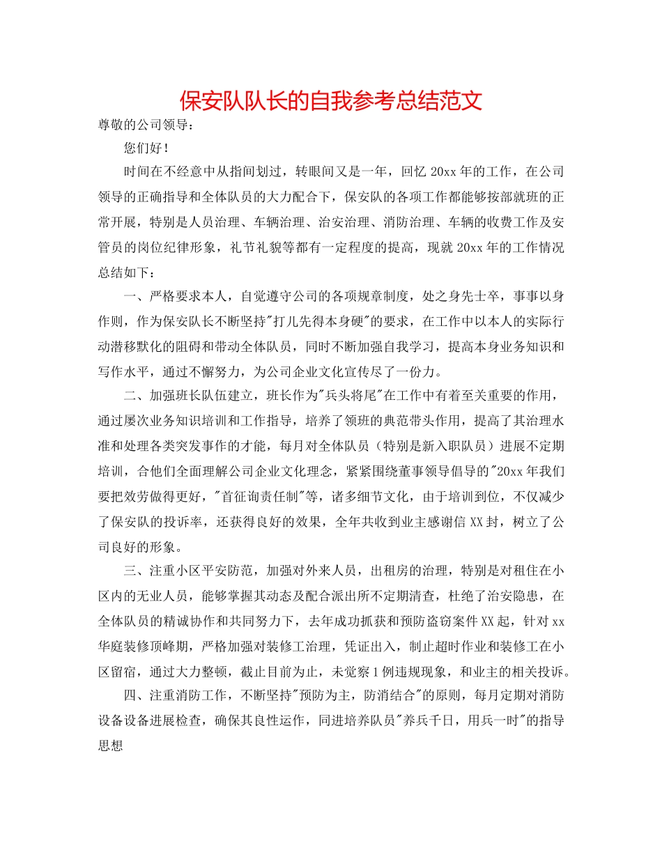 保安队队长的自我参考总结范文 _第1页