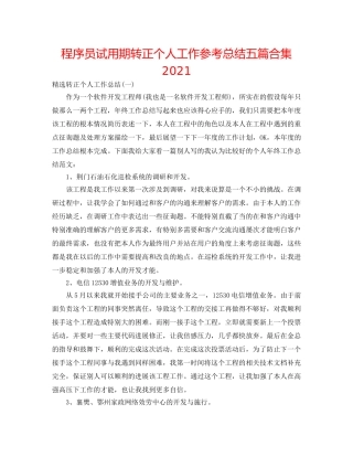 程序员试用期转正个人工作参考总结五篇合集2024 