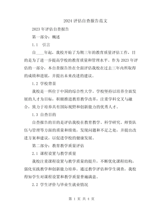 2024评估自查报告范文