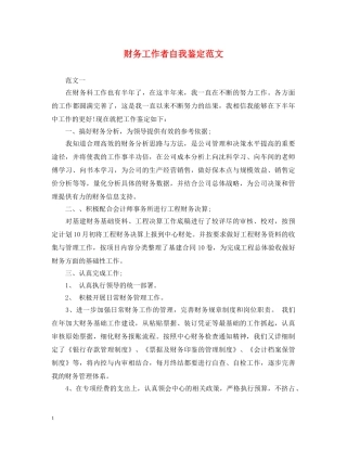 财务工作者自我鉴定范文 