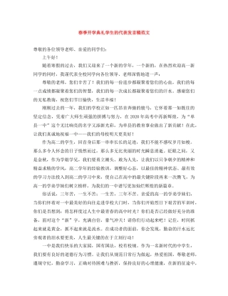 春季开学典礼学生的代表发言稿范文 