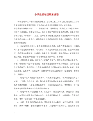 小学生低年级期末评语 