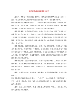 挫折伴我成长的演讲稿500字 