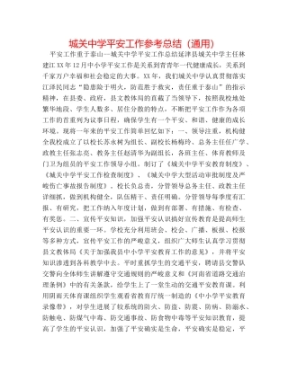 城关安全工作参考总结（通用） 