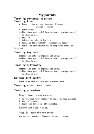 Myparents教案及教学反思