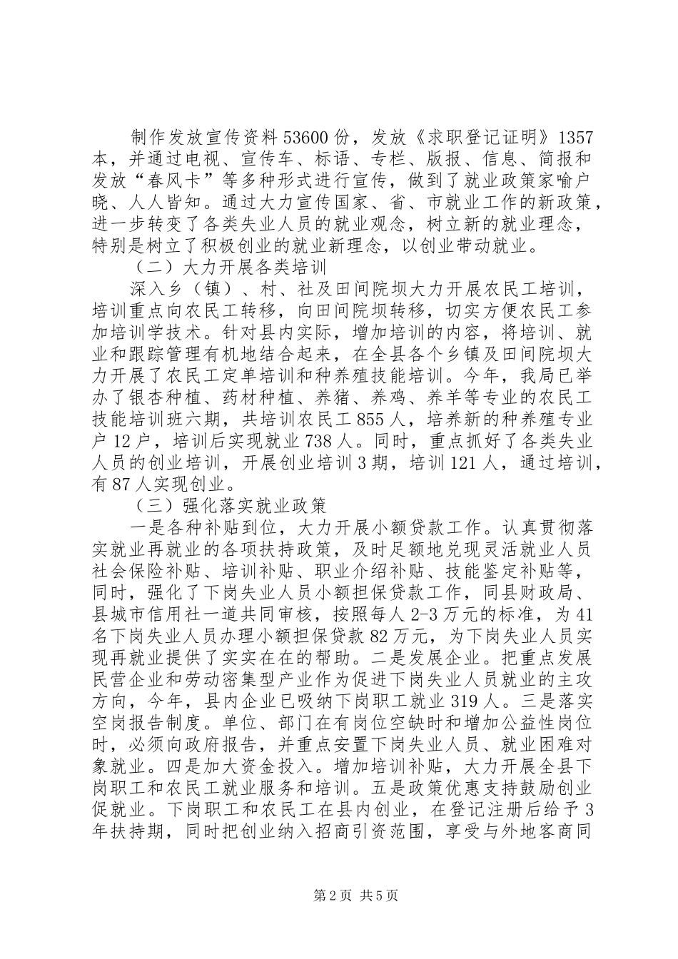 县就业局工作总结范文 _第2页