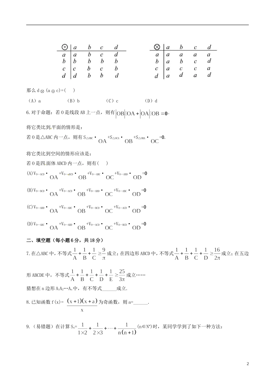【全程复习方略】(浙江专用)2013版高考数学-6.5合情推理与演绎推理课时体能训练-文-新人教A版_第2页