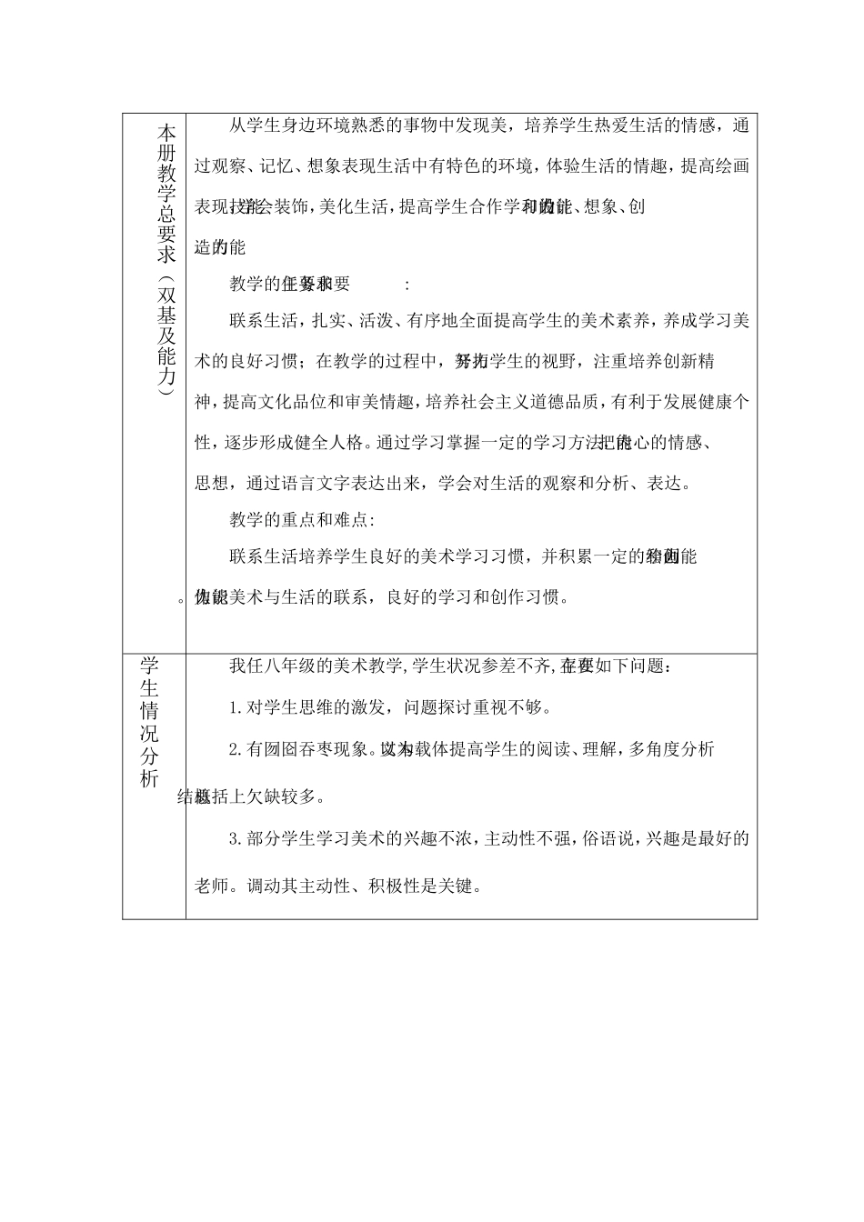 新人美版八年级下册美术教学计划_第2页