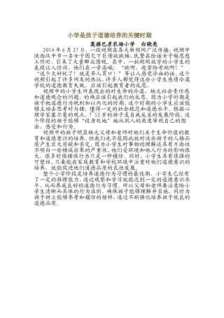 小学是孩子道德培养的关键时期