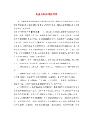 业务员年终考核评语