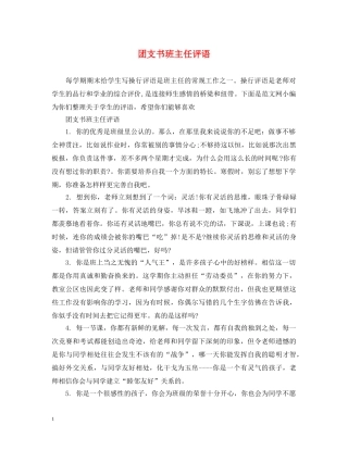 团支书班主任评语 