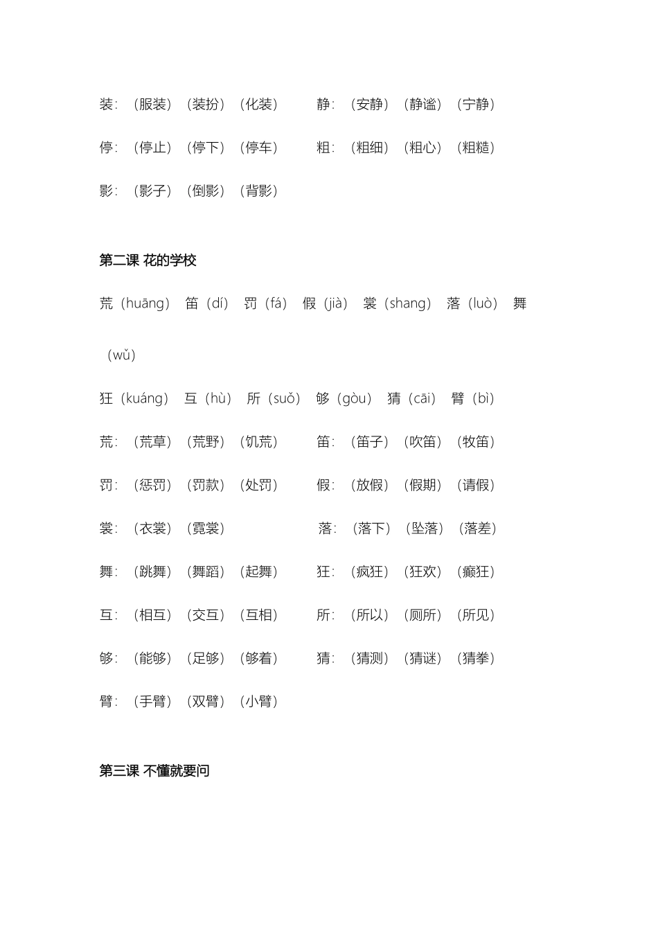 部编版三年级语文上册第一单元复习资料_第2页