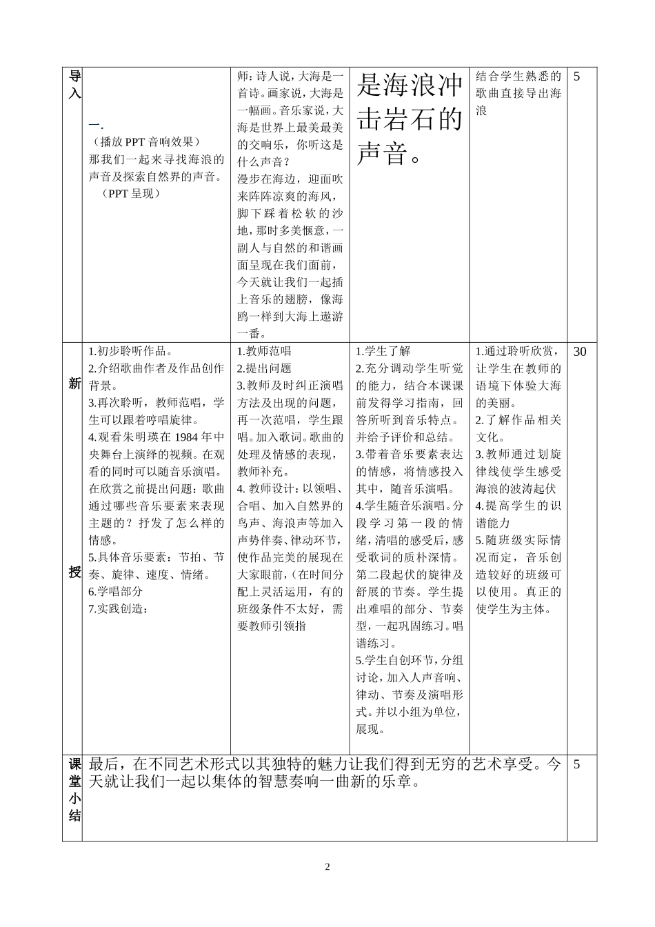 大海啊故乡教学设计_第2页