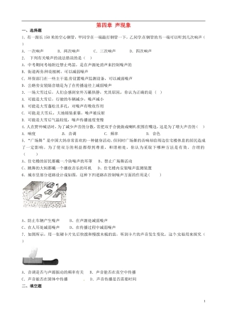 八年级物理上册寒假作业第四章声现象试题4（无答案）（新版）北师大版