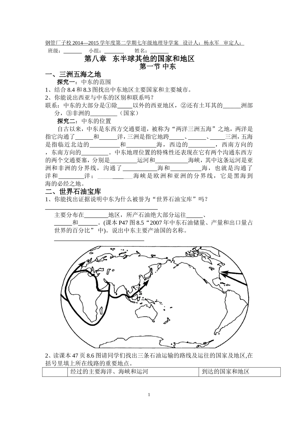 七地理下第八章第一节中东导学案_第1页
