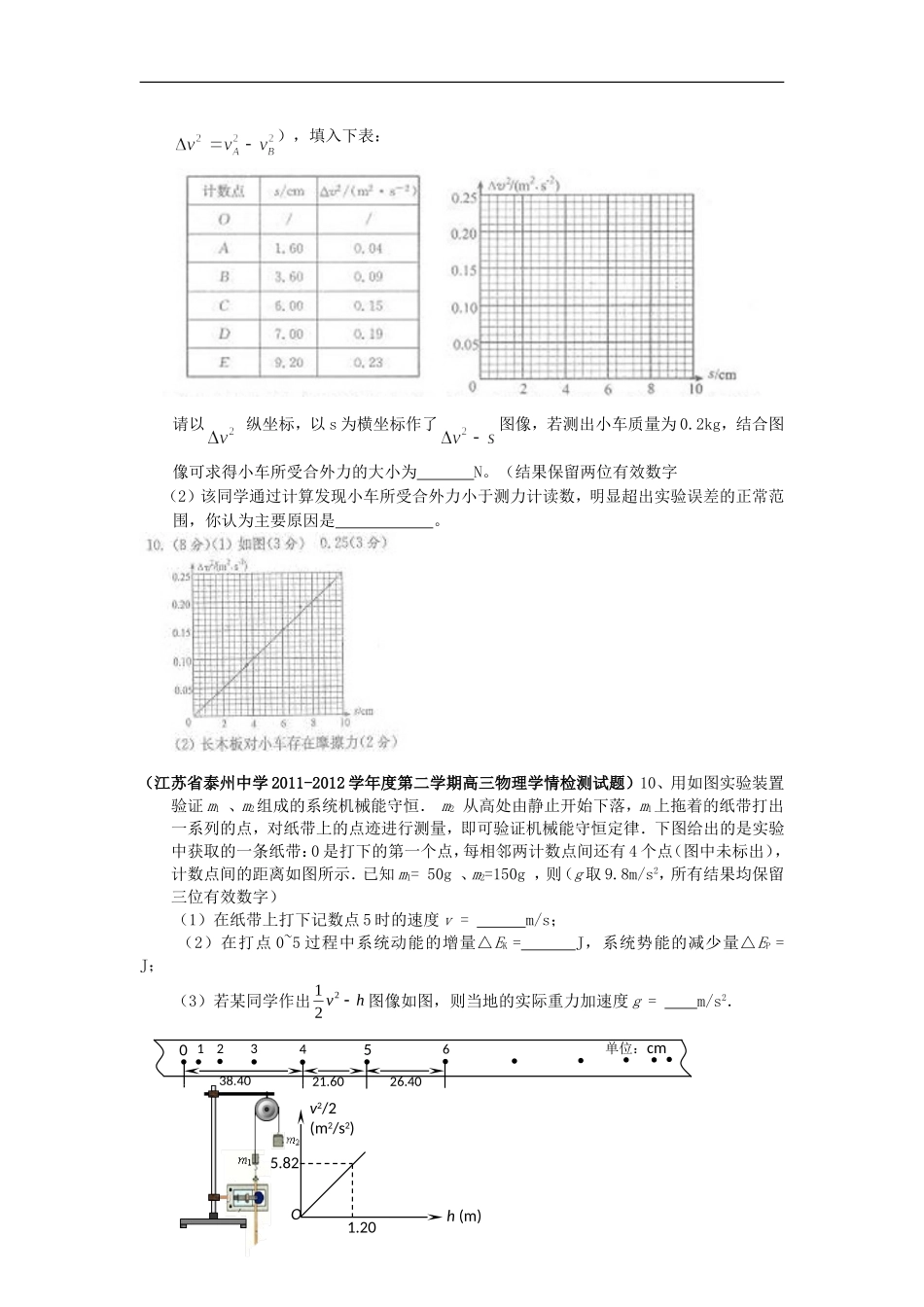 江苏省2012高考物理3月各地模拟试题汇编-实验_第2页