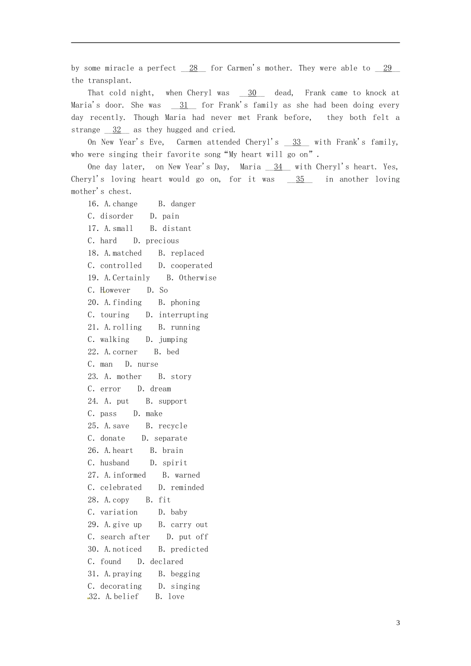 【全国通用】2014届高考英语一轮复习-课时作业(九)-Module-3-Music-外研版必修2_第3页