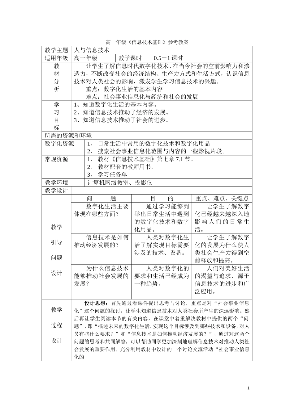 [教学设计]人与信息技术_第1页