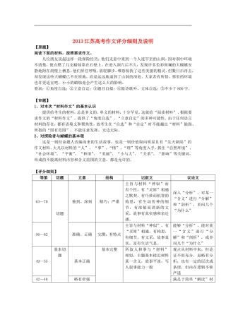 江苏省2013高考语文-作文评分细则及说明