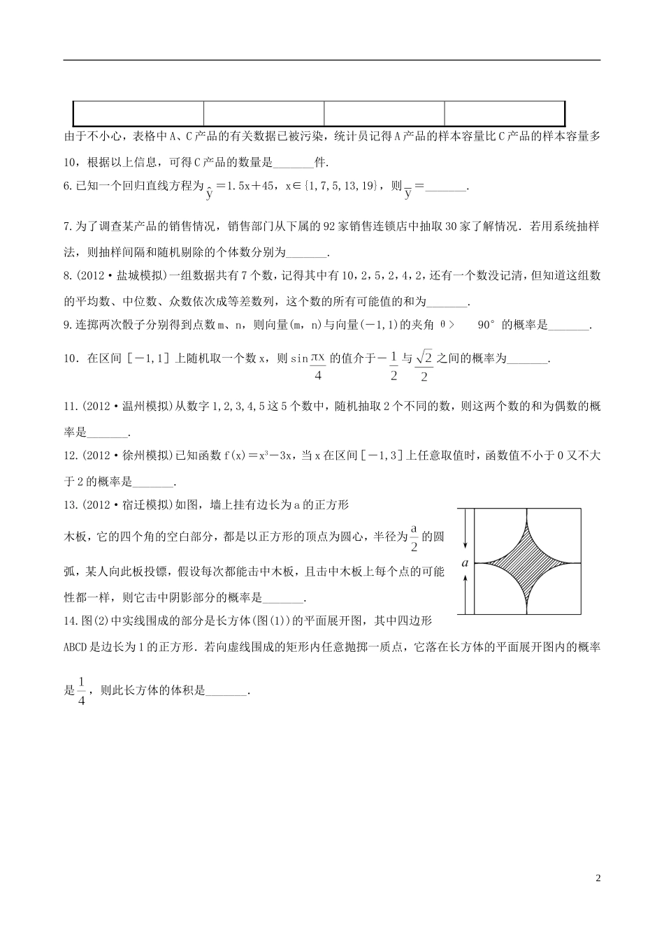 【全程复习方略】2013版高中数学-单元评估检测(九)苏教版_第2页