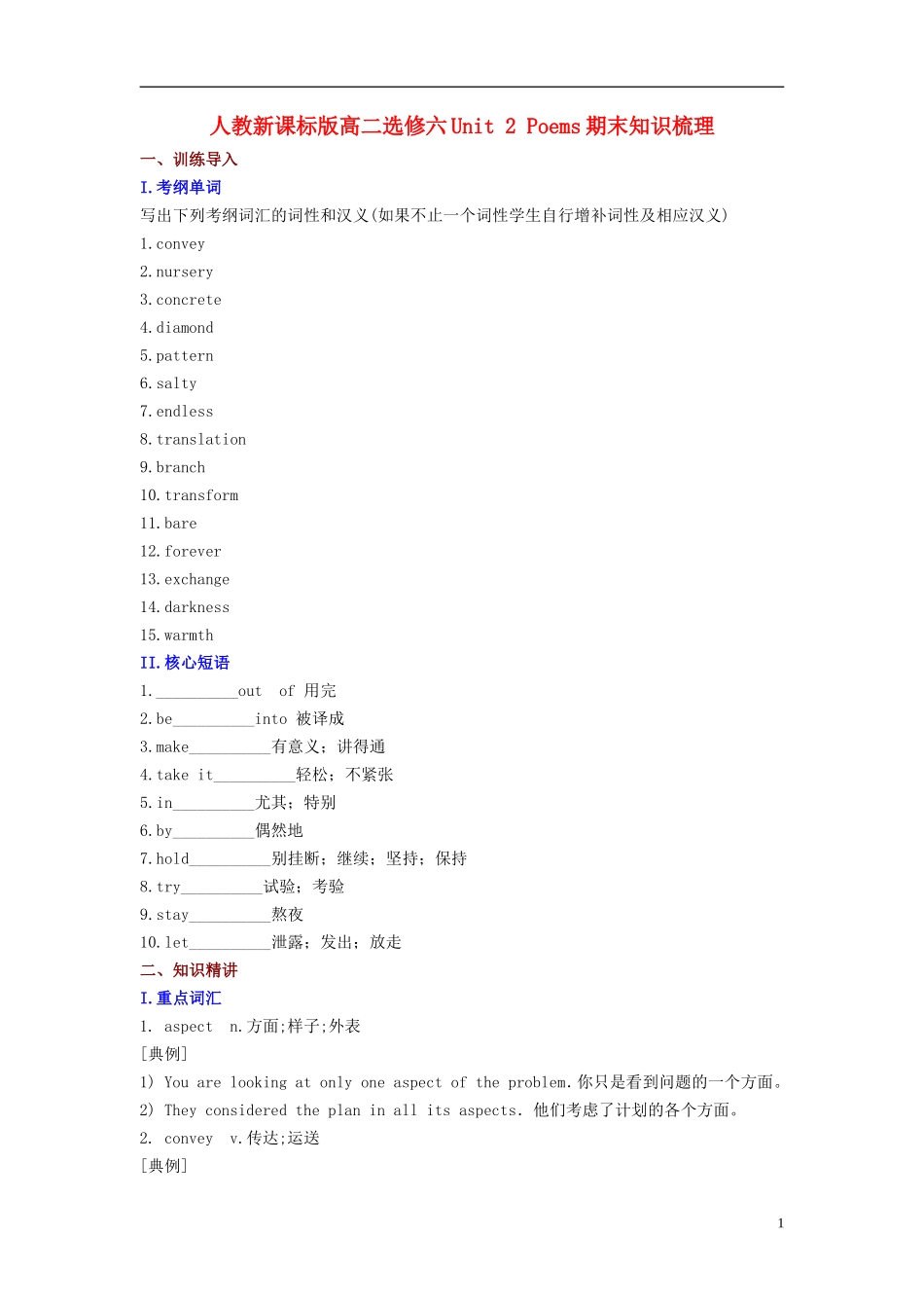 高中英语-Unit-2-Poems期末知识梳理-新人教版选修6_第1页