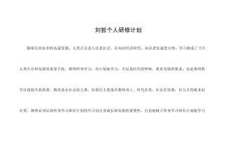 刘哲个人研修计划
