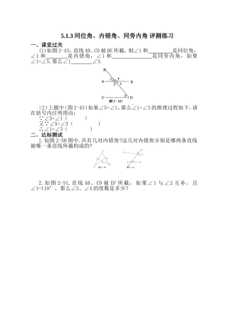 5.1.3同位角、内错角、同旁内角-评测练习