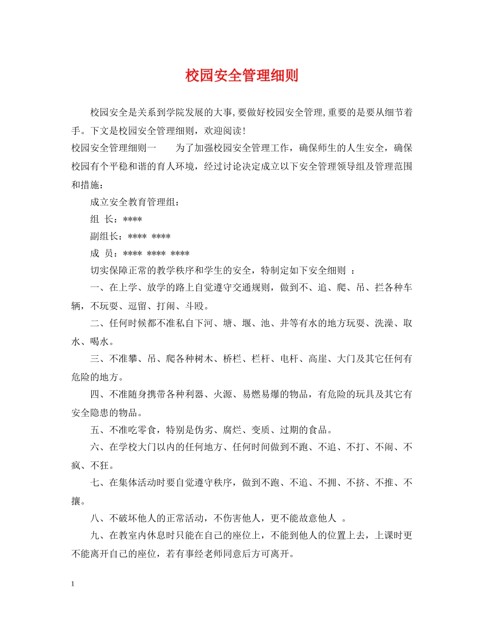 校园安全管理细则 _第1页