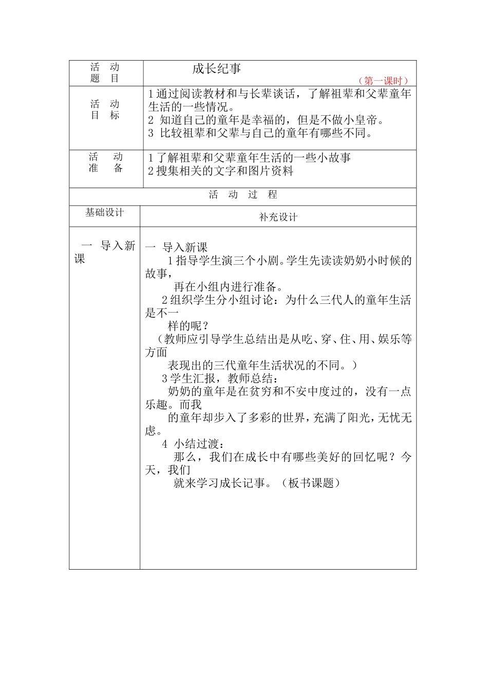 成长纪事教学设计_第1页