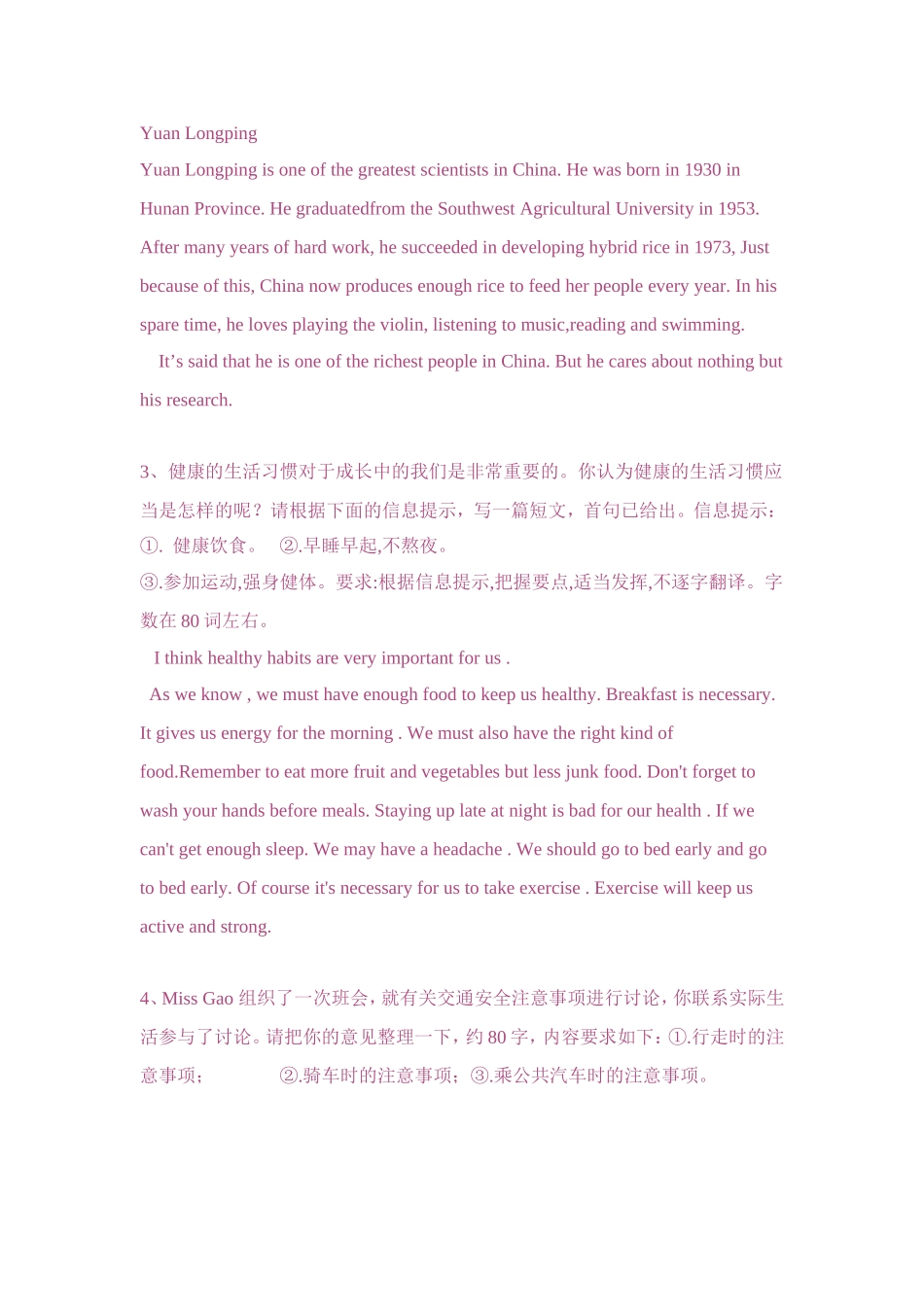 中考英语应试作文归纳训练_第2页