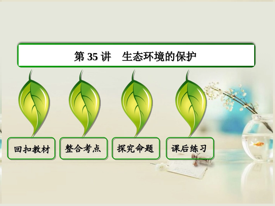【状元之路】(新课标通用)2014高考生物一轮复习-第35讲-生态环境的保护课件_第1页