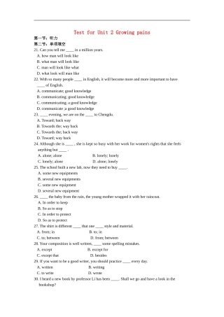 高中英语-Test-for-Unit-2-Growing-pains课件-牛津版必修1