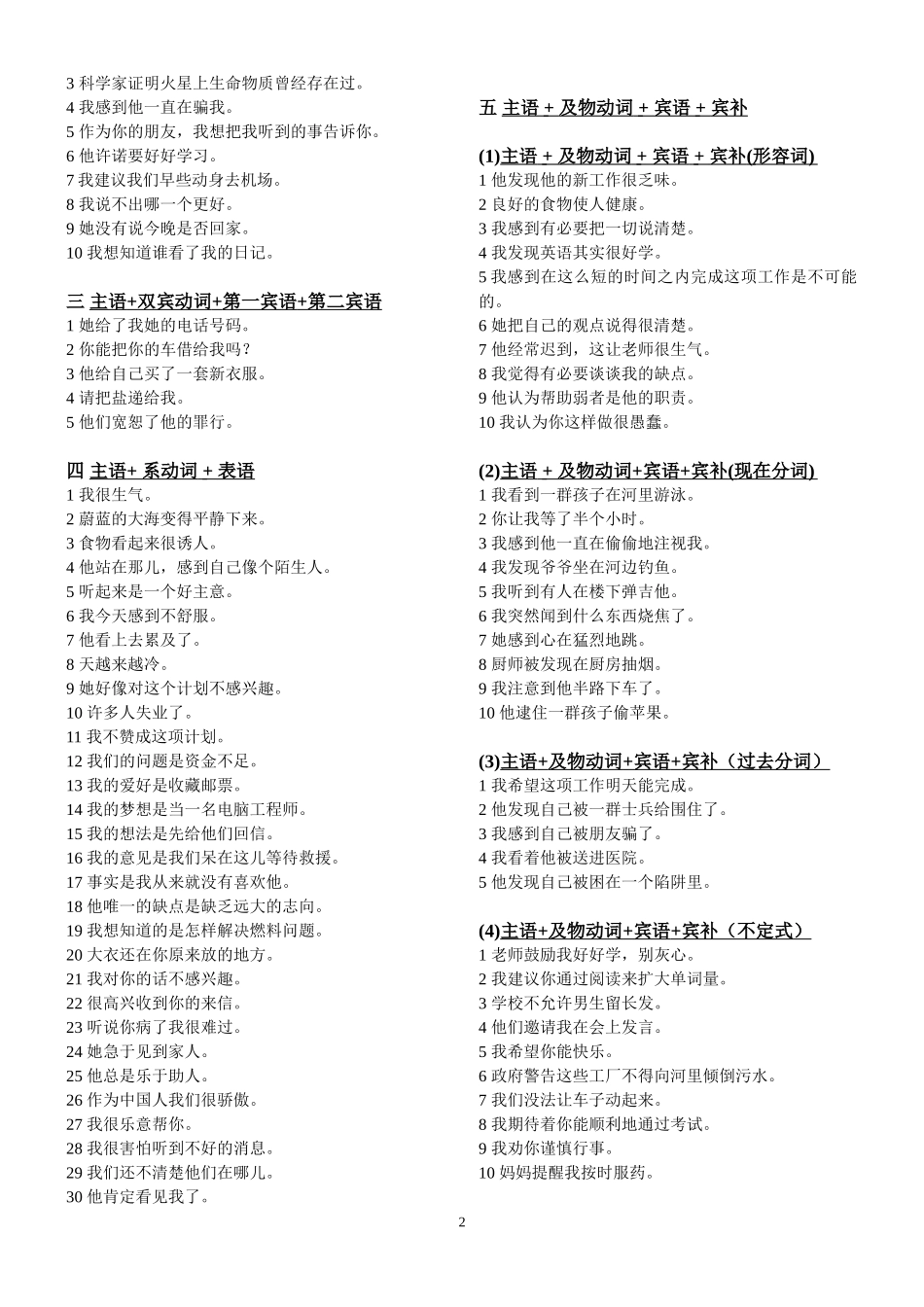 高中英语句子句型翻译练习_第2页