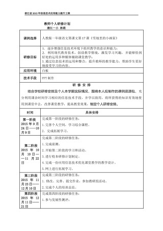 林莉个人研修计划