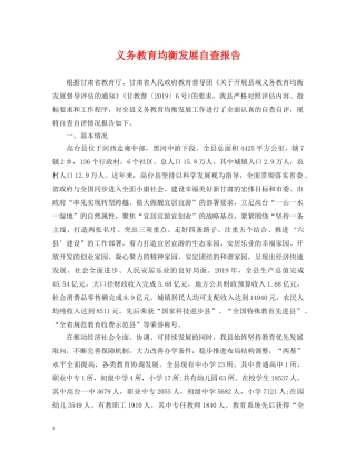 义务教育均衡发展自查报告