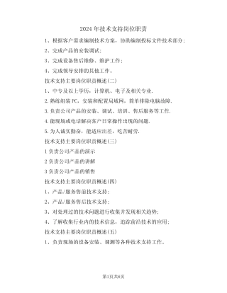 2024年技术支持岗位职责(四) 