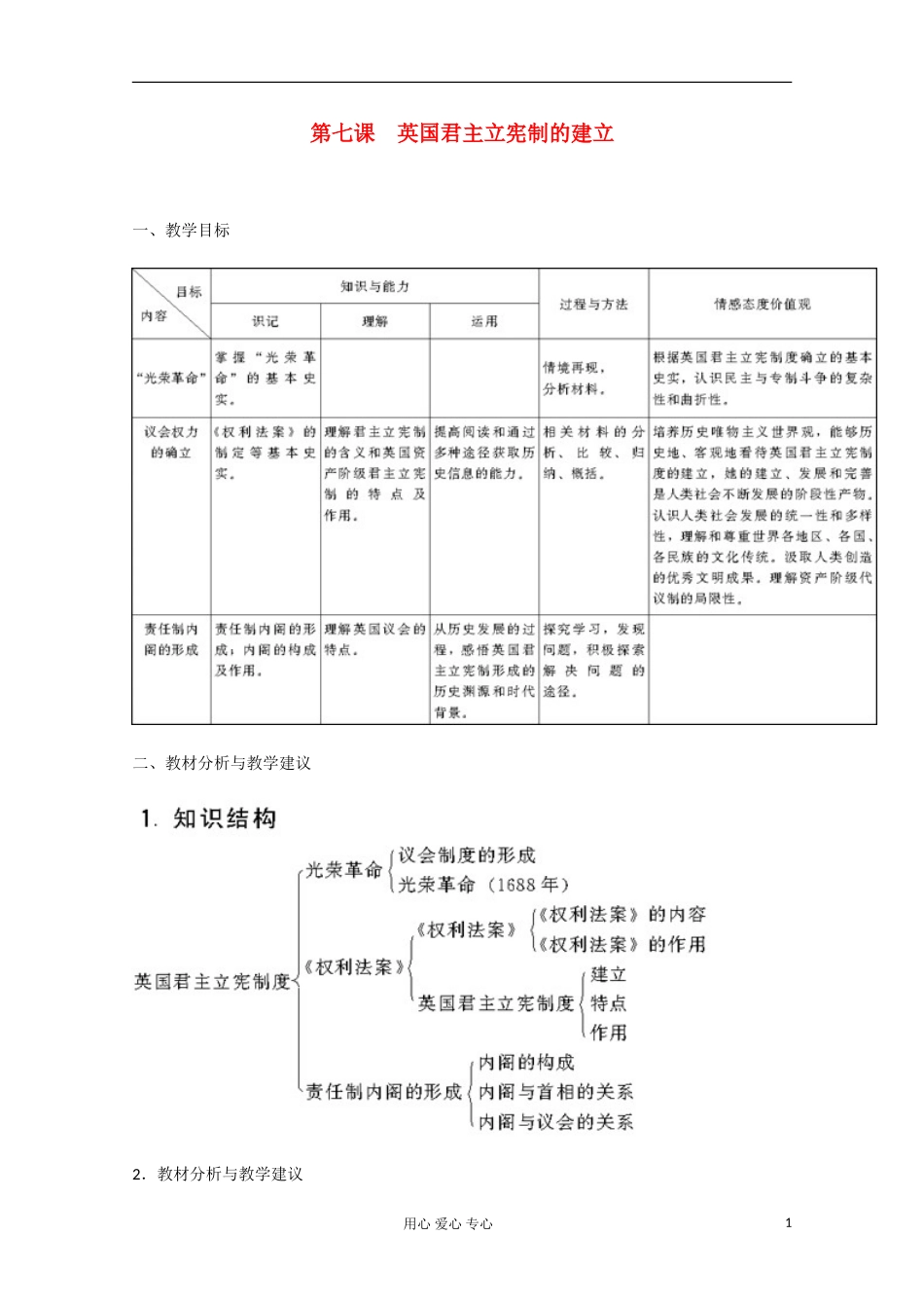 2012届高中历史-3.1《英国君主立宪制的建立》教案-新人教版必修1_第1页