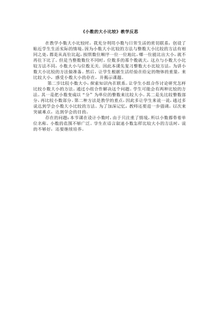 小数的大小比较反思