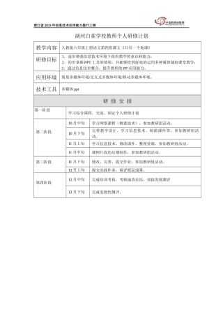 朱骅个人研修计划