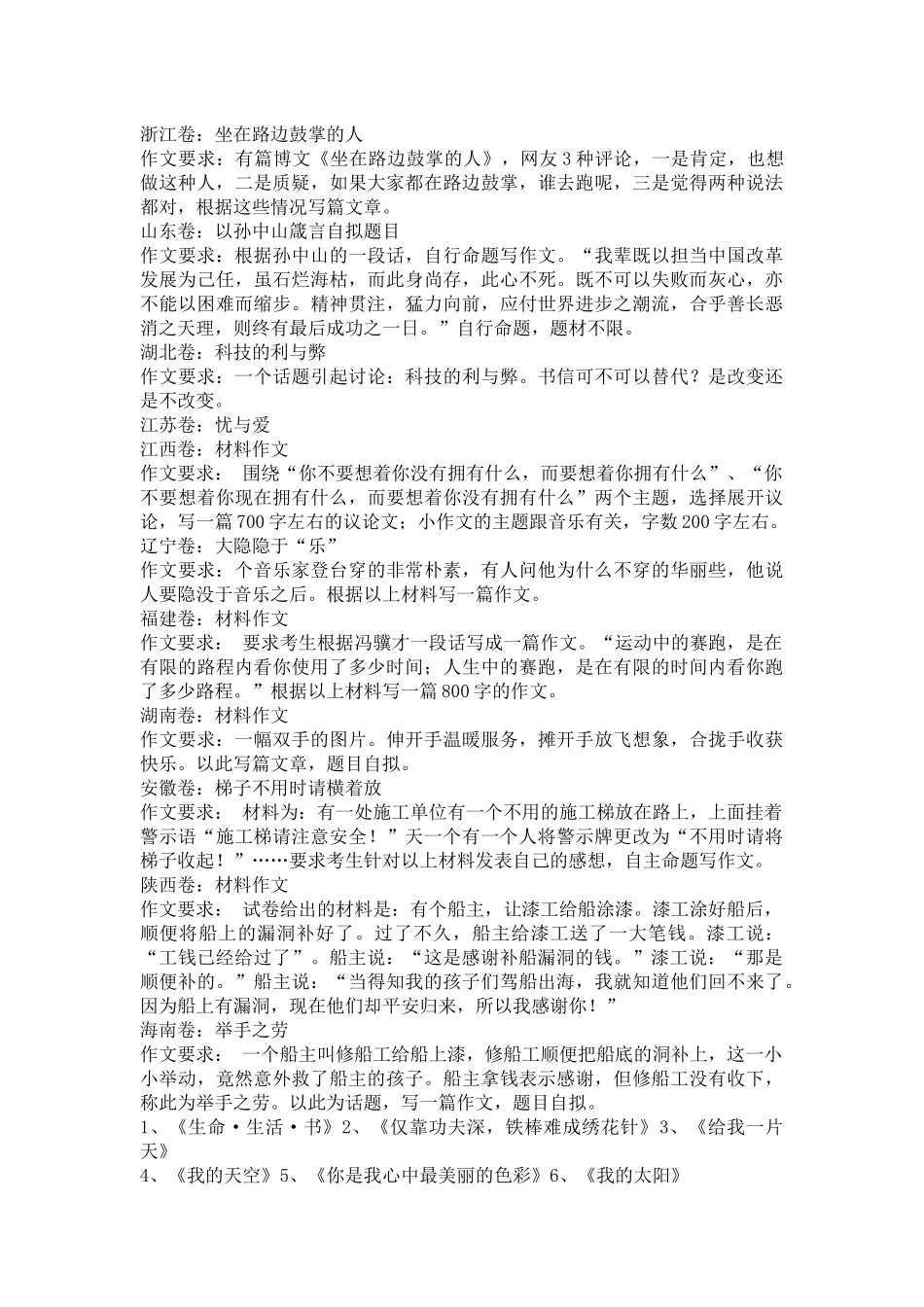 2014全国各省作文题目大全_第2页