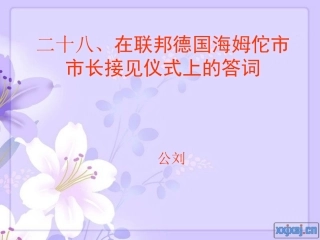 八年级语文下册第28课《在联邦德国海姆佗市市长接见仪式上的答词》课件苏教版