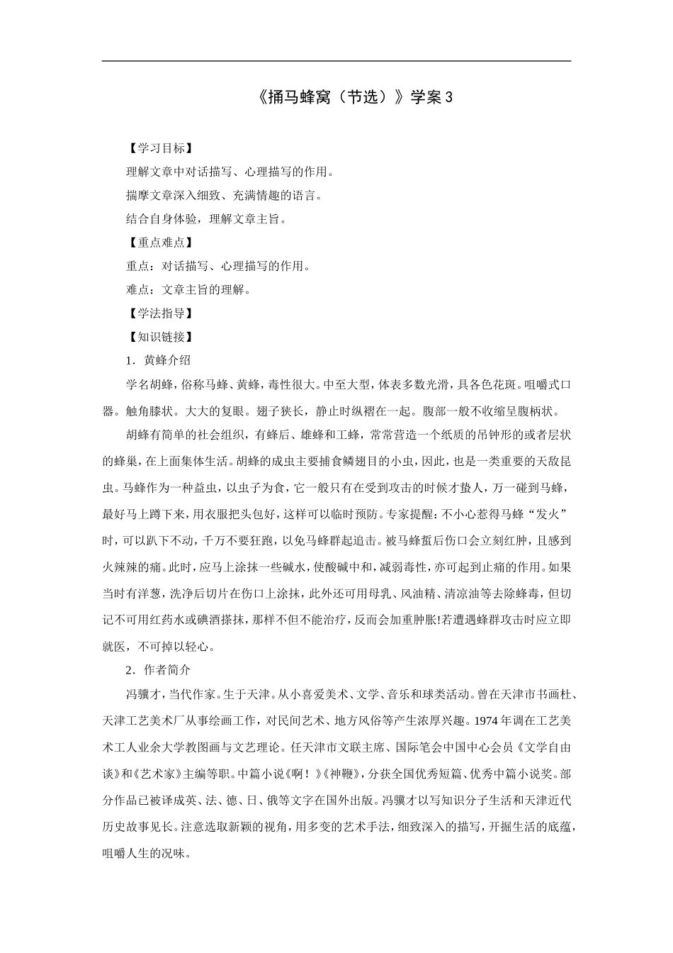 捅马蜂窝-学案3_第1页