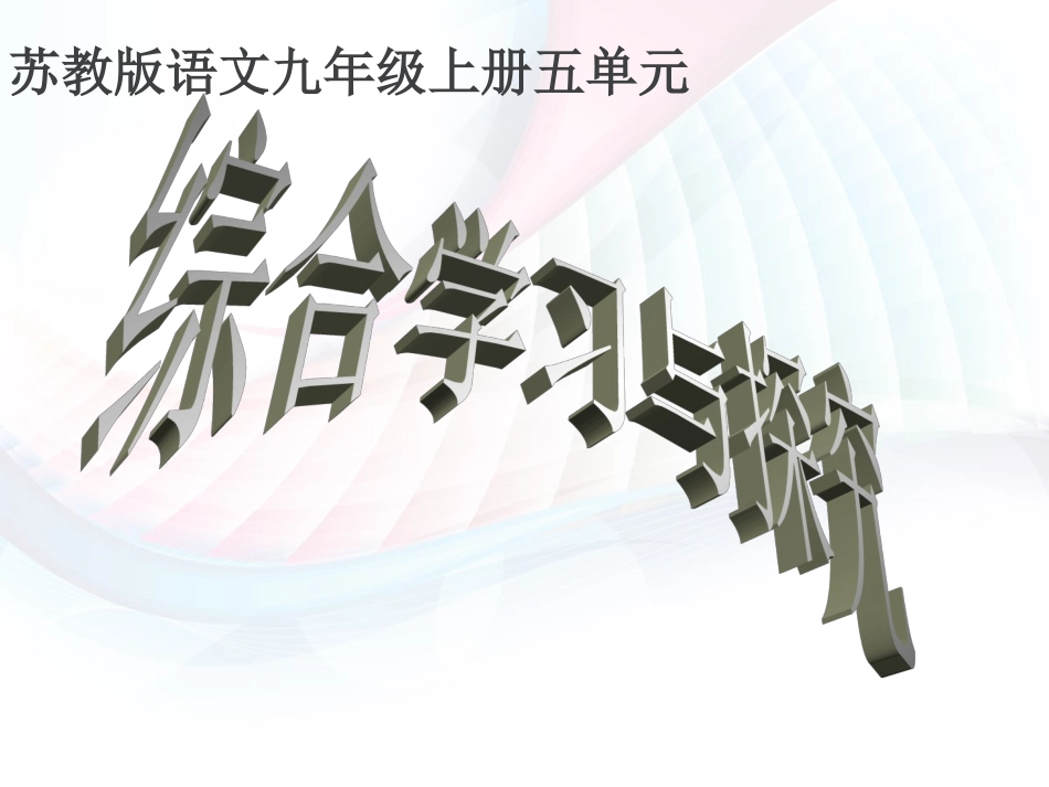 苏教版九年级上册综合学习与探究_第1页
