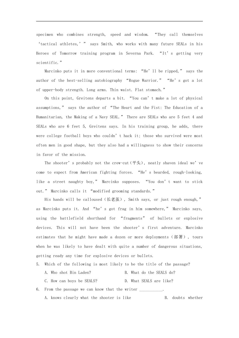 江苏省2012高考英语二轮复习-限时训练专题2-阅读理解13_第3页