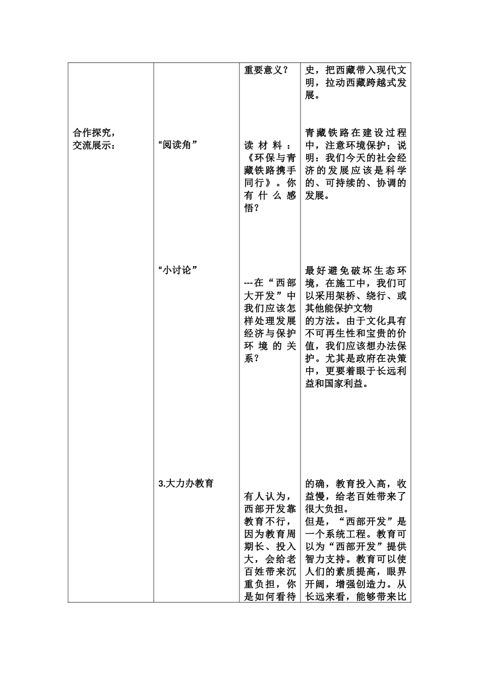 《缩小差距之路——西部大开发》教学设计_第3页