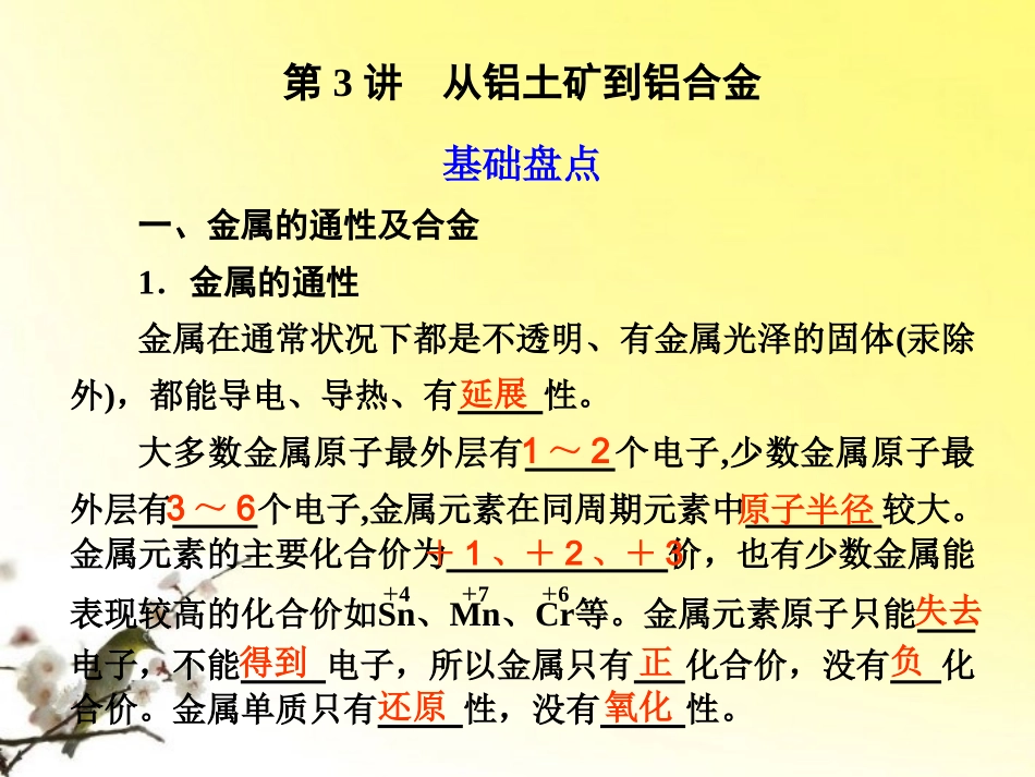 【步步高】江苏省2012高考化学一轮-专题3第3讲-从铝土矿到铝合金课件-苏教版_第1页