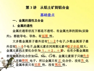 【步步高】江苏省2012高考化学一轮-专题3第3讲-从铝土矿到铝合金课件-苏教版