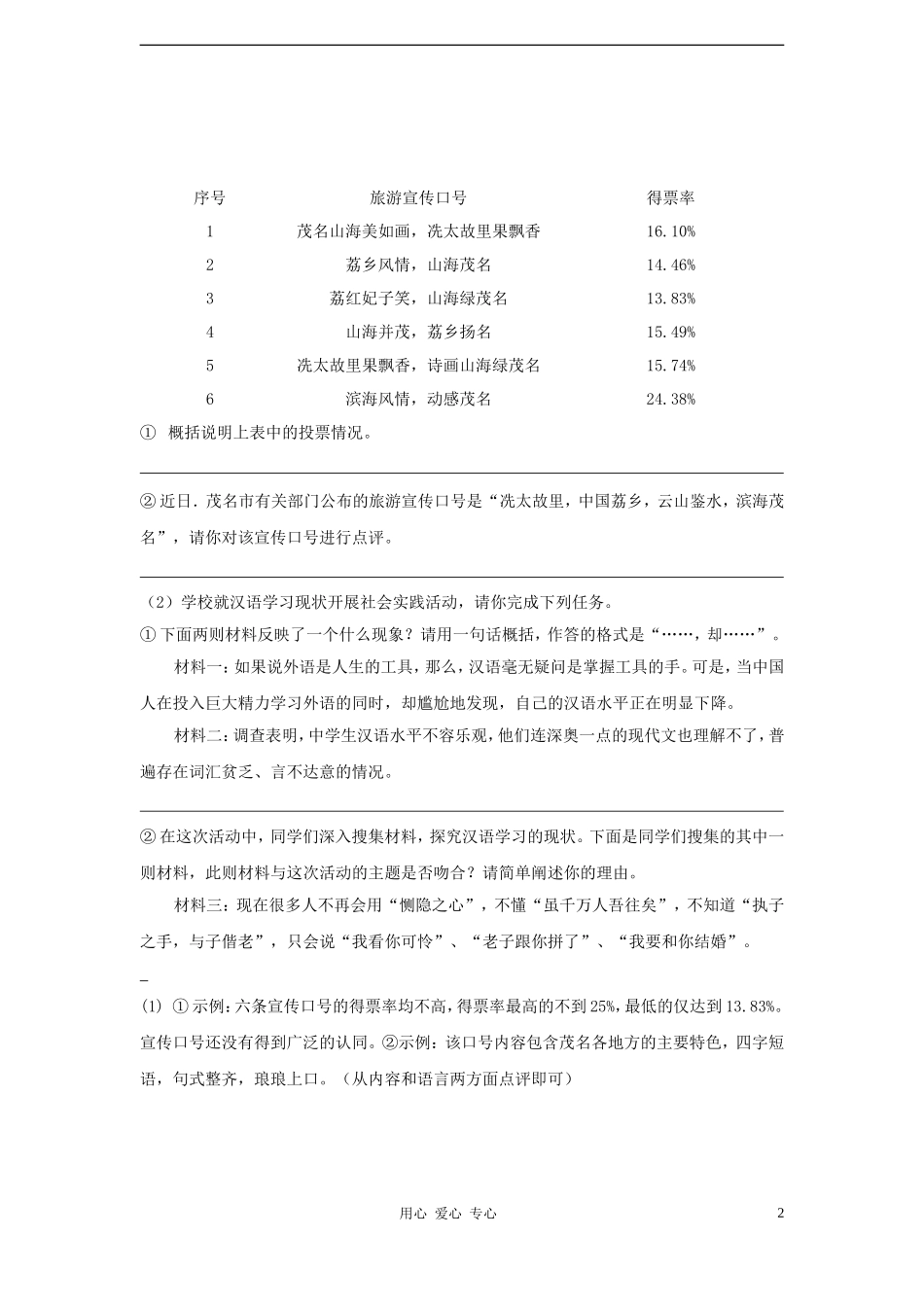 2012全国各地中考语文试卷分类汇编-探究题专题_第2页