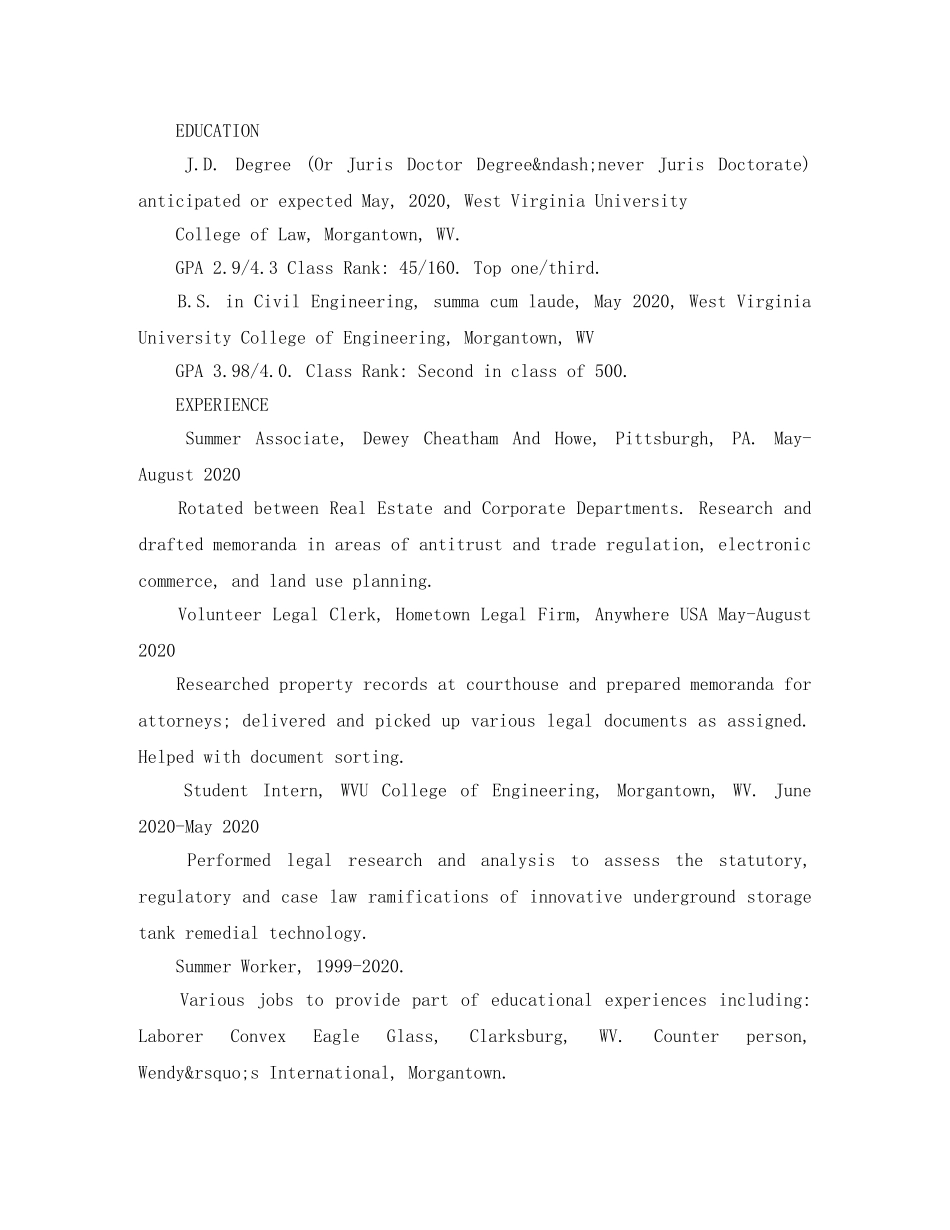 英文版求职简历模板范文 _第3页