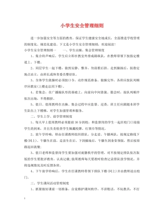 小学生安全管理细则 